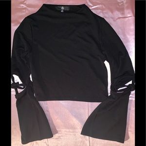 Missguided Cut Out Tie Detail Sleeve Crop Top